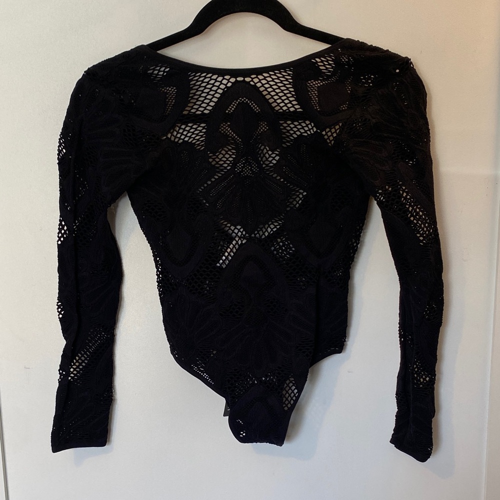 Zara Black Lace Long-Sleeve Bodysuit